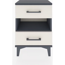 Arges Komodin Tek Raflı 2 Çekmeceli 44X30X64 Antrasit-Aytaşı