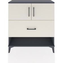 Arges Şifonyer 2 Raflı Tek Çekmeceli 2 Kapaklı 88X30X96 Antrasit-Aytaşı