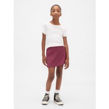 Gap Kız Çocuk Bordo Pull-On Pileli Şort Etek