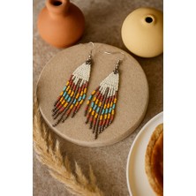 El Yapımı Renkli Boncuklu Etnik Tasarım Sallantılı Küpe