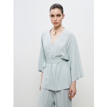 Lc Waikiki Yeni Sezon Şal Yaka Keten Karışımlı Kadın Kimono