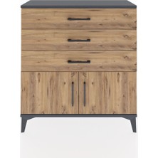 Arges Şifonyer Tek Raflı 3 Çekmeceli 2 Kapaklı 88X30X96 Antrasit-Çam