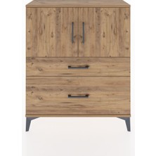 Arges Şifonyer 2 Raflı 2 Çekmeceli 2 Kapaklı 88X30X106 Çam-Çam