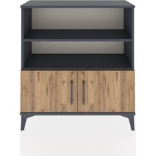 Arges Şifonyer 3 Raflı 2 Kapaklı 88X30X96 Antrasit-Çam