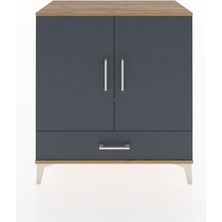 Hyperion Şifonyer 4 Raflı Tek Çekmeceli 2 Kapaklı 88X44X96 Çam-Antrasit