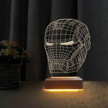 Süper Kahraman Demir Adam Tasarımlı LED Gece Masa Lambası ve Doğum Günü Hediyesi