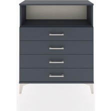Arges Şifonyer Tek Raflı 4 Çekmeceli 88X30X106 Antrasit-Antrasit