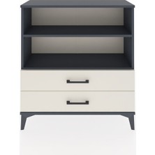 Arges Şifonyer 2 Raflı 2 Çekmeceli 88X30X96 Antrasit-Aytaşı