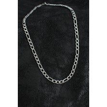 316L Çelik Kalın Figaro Zincir Model Gümüş Renk Erkek Kolye