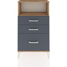 Arges Komodin Tek Raflı 3 Çekmeceli 60X30X106 Çam-Antrasit