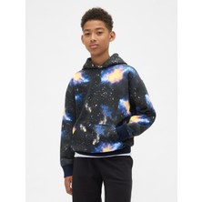 Gap Erkek Çocuk Siyah Vintagesoft Uzay Grafik Baskılı Sweatshirt