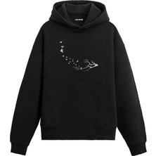 Colermi Kuş ve Ağaç Dalları Tasarım Baskılı Unisex Kapüşonlu Hoodie