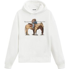 Colermi Kovboy At Üstünde Dinlenen Adam Tasarım Baskılı Western Tarz Unisex Kapüşonlu Hoodie