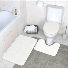 Beyaz Banyo Halısı, Kaymaz Taban, 3'lü Post Klozet Takımı, Çeşitli Ölçüler