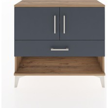 Arges Şifonyer 2 Raflı Tek Çekmeceli 2 Kapaklı 88X30X80 Çam-Antrasit