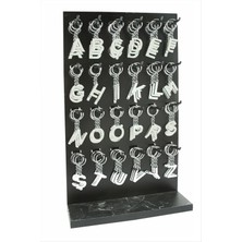 Gümüş Renkli Metal Harf Anahtarlık Standlı 72 Adet