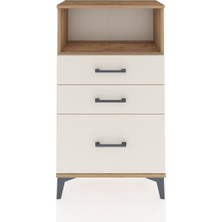 Arges Komodin Tek Raflı 3 Çekmeceli 60X30X106 Çam-Aytaşı