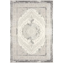 Aren Halı Clouin Çerçeveli Gri Polyester Makine Halısı