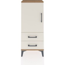 Arges Komodin 2 Raflı 2 Çekmeceli Tek Kapaklı 44X30X106 Çam-Aytaşı