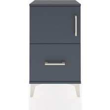Arges Komodin 2 Raflı Tek Çekmeceli Tek Kapaklı 44X30X80 Antrasit-Antrasit
