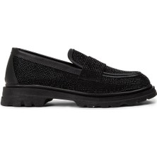 Deery Kadın Siyah Taşlı Loafer Ayakkabı - KA515ZSYHE01