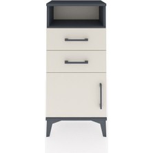 Arges Komodin Tek Raflı 2 Çekmeceli Tek Kapaklı 44X30X96 Antrasit-Aytaşı