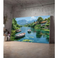 Kanvas Tablo Maviliğin Esintisi Tekne Huzur Dekoratif Manzara Kanvas Tablo 30 x 40