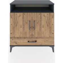 Hyperion Şifonyer 3 Raflı Tek Çekmeceli 2 Kapaklı 88X44X96 Antrasit-Çam