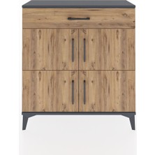 Arges Şifonyer 3 Raflı Tek Çekmeceli 4 Kapaklı 88X30X96 Antrasit-Çam