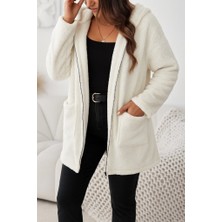 Giyimodam Kadın Uzun Kollu Kapşonlu Önden Fermuarlı Cepli Welsoft Ceket