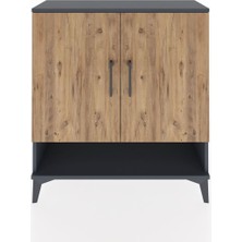Arges Şifonyer 3 Raflı 2 Kapaklı 88X30X96 Antrasit-Çam