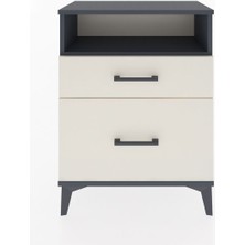 Arges Komodin Tek Raflı 2 Çekmeceli 60X30X80 Antrasit-Aytaşı