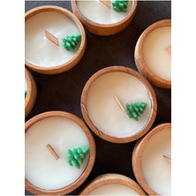 Ahşap Kasede Çam Ağacı Temalı Dekoratif Aromaterapi Kokulu Mum