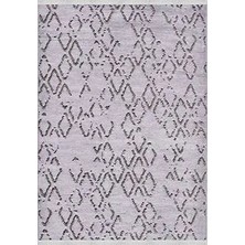 Aren Halı Greci Geometrik Gri Pamuk ve Polyester Kaydırmaz Taban Makine Halısı