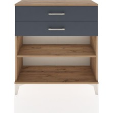 Arges Şifonyer Tek Raflı 2 Çekmeceli 88X30X96 Çam-Antrasit