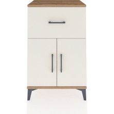 Hyperion Komodin Tek Raflı Tek Çekmeceli 2 Kapaklı 60X44X96 Çam-Aytaşı