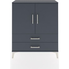 Arges Şifonyer 2 Raflı 2 Çekmeceli 2 Kapaklı 88X30X106 Antrasit-Antrasit