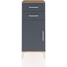 Arges Komodin Tek Raflı 2 Çekmeceli Tek Kapaklı 44X30X106 Çam-Antrasit