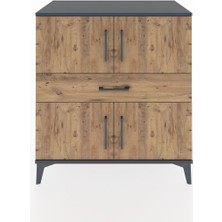 Hyperion Şifonyer 3 Raflı Tek Çekmeceli 4 Kapaklı 88X44X96 Antrasit-Çam