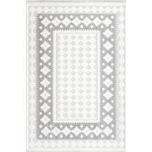 Aren Halı Imola Geometrik Beyaz Iskandinav Desenli Polyester Makine Halısı