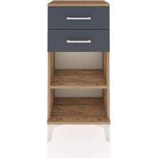 Arges Komodin Tek Raflı 2 Çekmeceli 44X30X96 Çam-Antrasit
