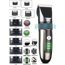 Siyah Profesyonel Seramik Dişli Tıraş Makinesi, USB Şarjlı, Saç ve Sakal Düzeltici