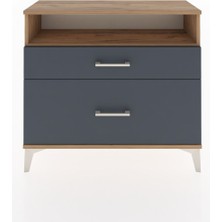Arges Şifonyer Tek Raflı 2 Çekmeceli 88X30X80 Çam-Antrasit