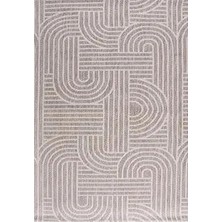 Aren Halı Narni Geometrik Krem Polyester ve Pamuk Sisal Makine Halısı