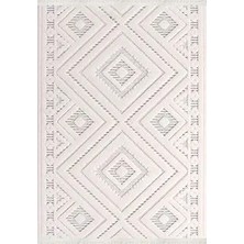 Aren Halı Poggio Geometrik Krem Iskandinav Desenli Polyester Makine Halısı