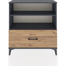 Arges Şifonyer 2 Raflı Tek Çekmeceli 88X30X96 Antrasit-Çam