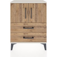 Arges Komodin 2 Raflı 2 Çekmeceli 2 Kapaklı 60X30X80 Aytaşı-Çam