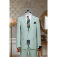 Özel Tasarım Italyan Kesim Erkek Blazertakım Elbise Su Yeşili