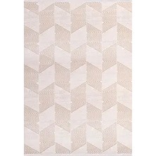 Aren Halı Sanluri Geometrik Krem Akrilik Kaydırmaz Taban Makine Halısı