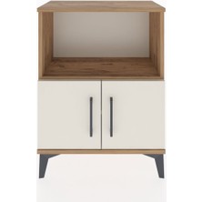 Arges Komodin 2 Raflı 2 Kapaklı 60X30X80 Çam-Aytaşı